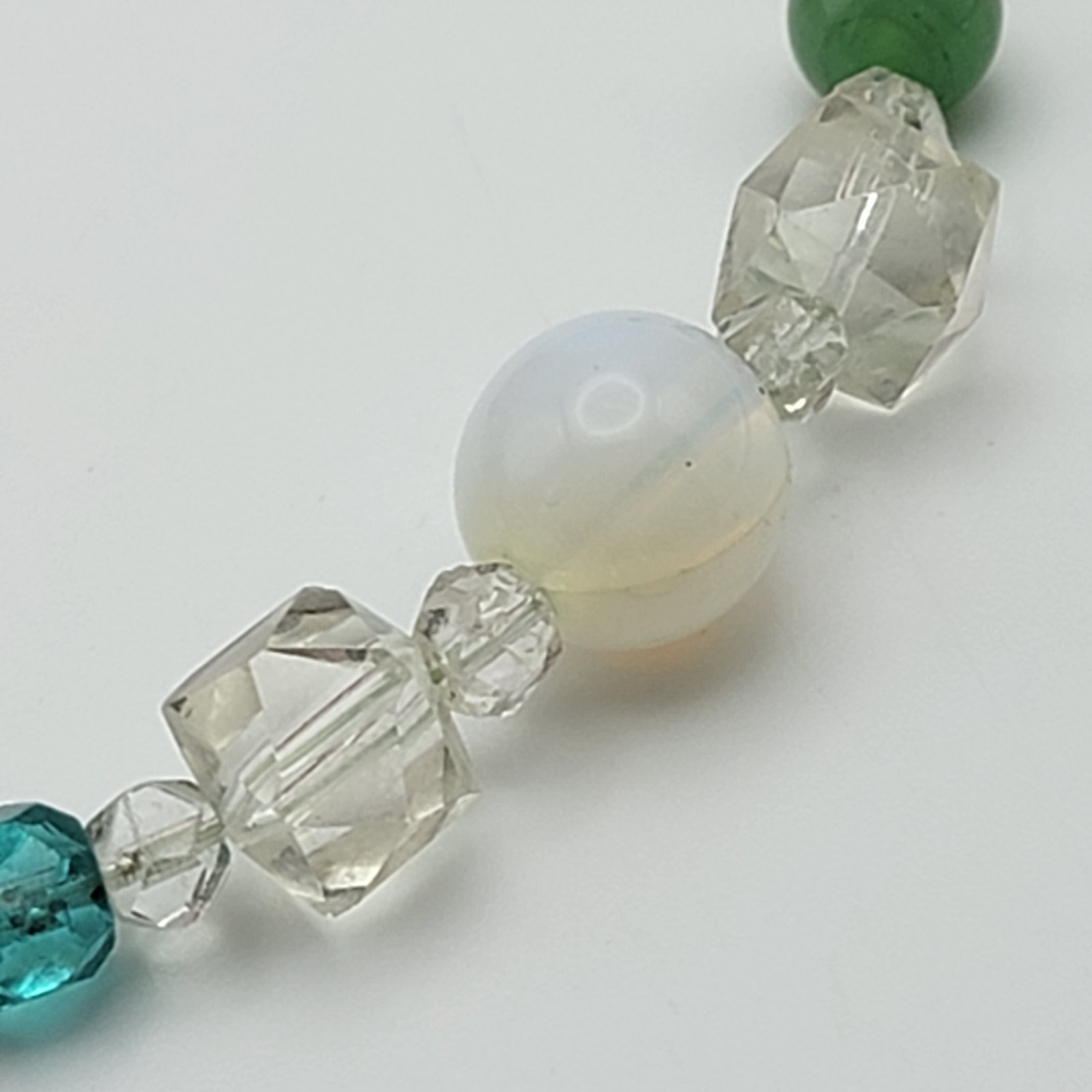 Multicolor Beaded Necklace Opalite Glass And Faceted Crystal Beads 19 in France
