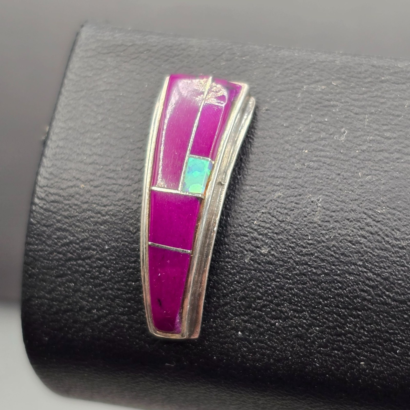Vintage Sterling Silver Sugilite Opal Inlay Stud Earrings Tapered Statement