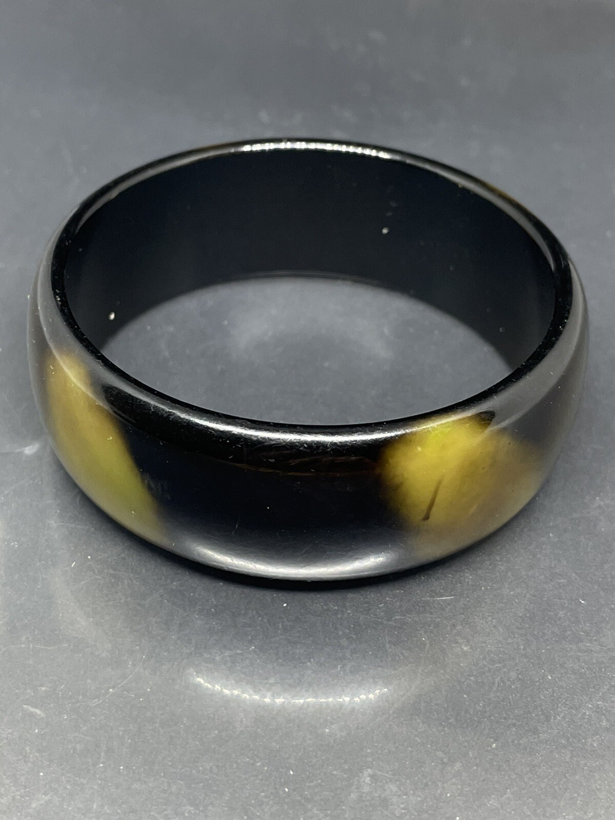 Vtg Faux Tortoise Shell Lucite Art Deco 7.67” Approx 0.8” Wide Bangle Bracelet