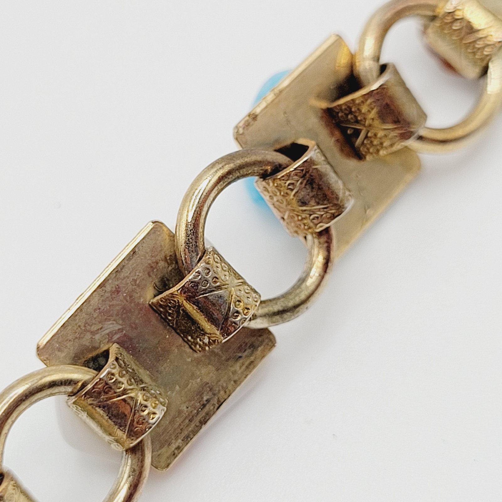 Souvenir Louisiana Natures Worldwide Polished Gemstones Gold Tone Vtg Bracelet