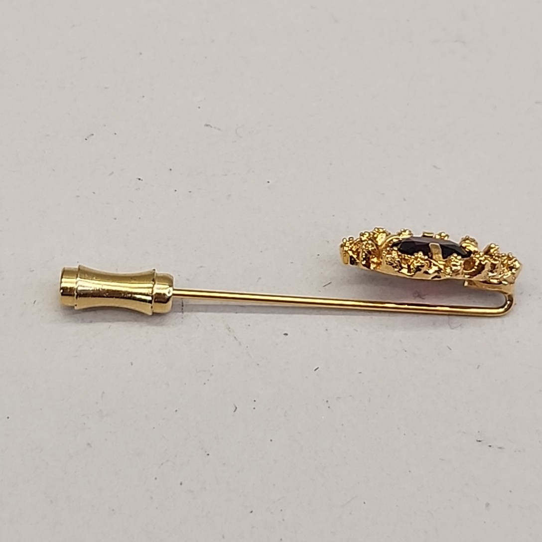 Vintage Garnet Stick Pin Red Stone Gold Tone