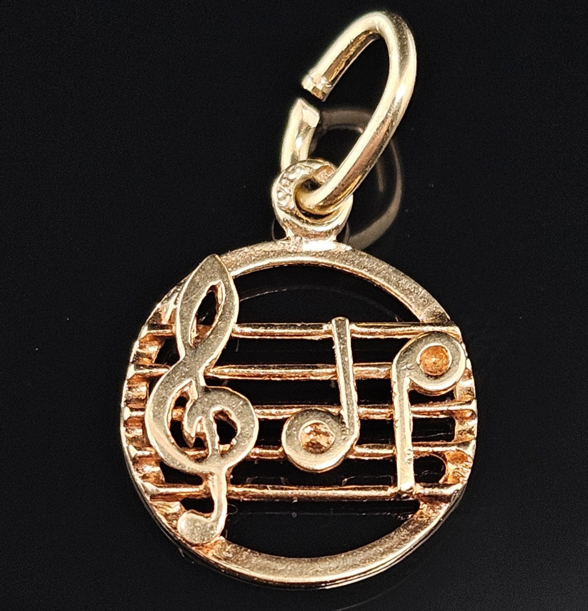 14K Gold SHEET MUSIC NOTES Charm Pendant Scale Treble Clef Musical Vintage