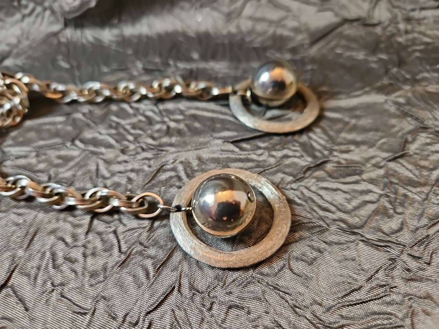 BOLERO LARIATE SLIDE NECKLACE Tassles of Orbitting Planets Mid-Century MCM 50s