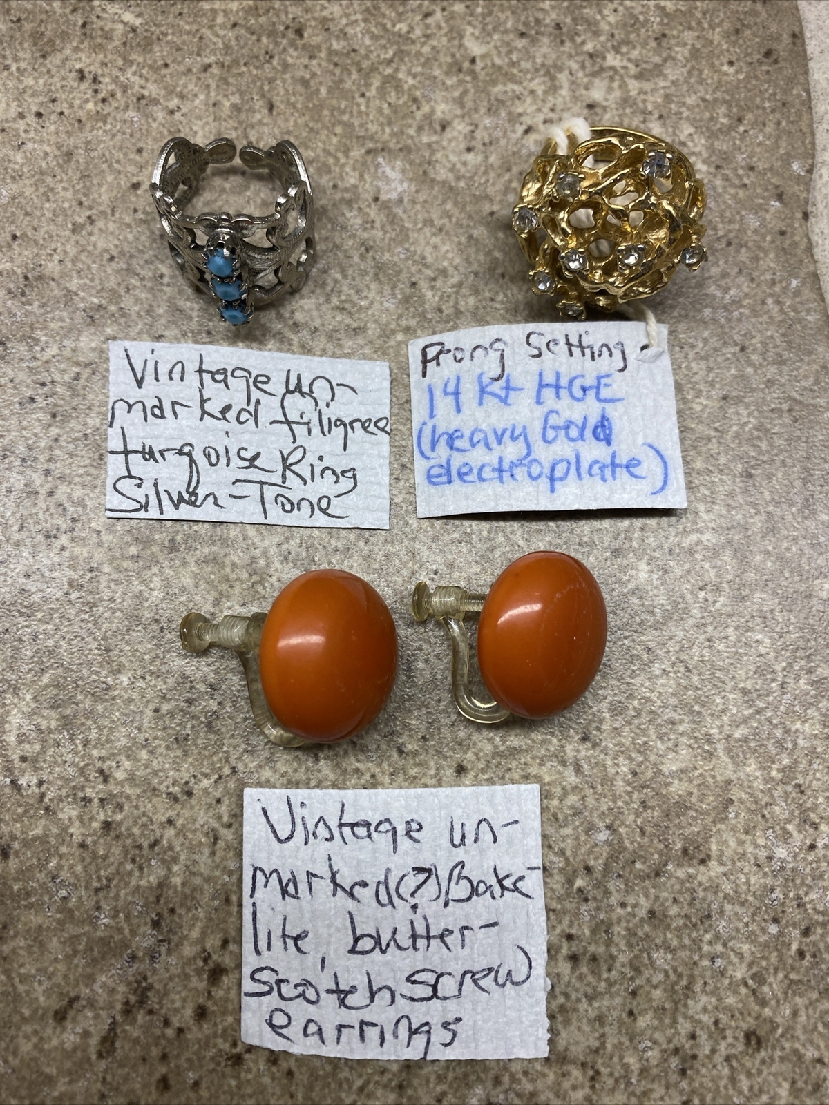 LOT of 28 Vintage Jewelry Necklaces, Rings, Earrings, Pins Rhinestone, Pearls