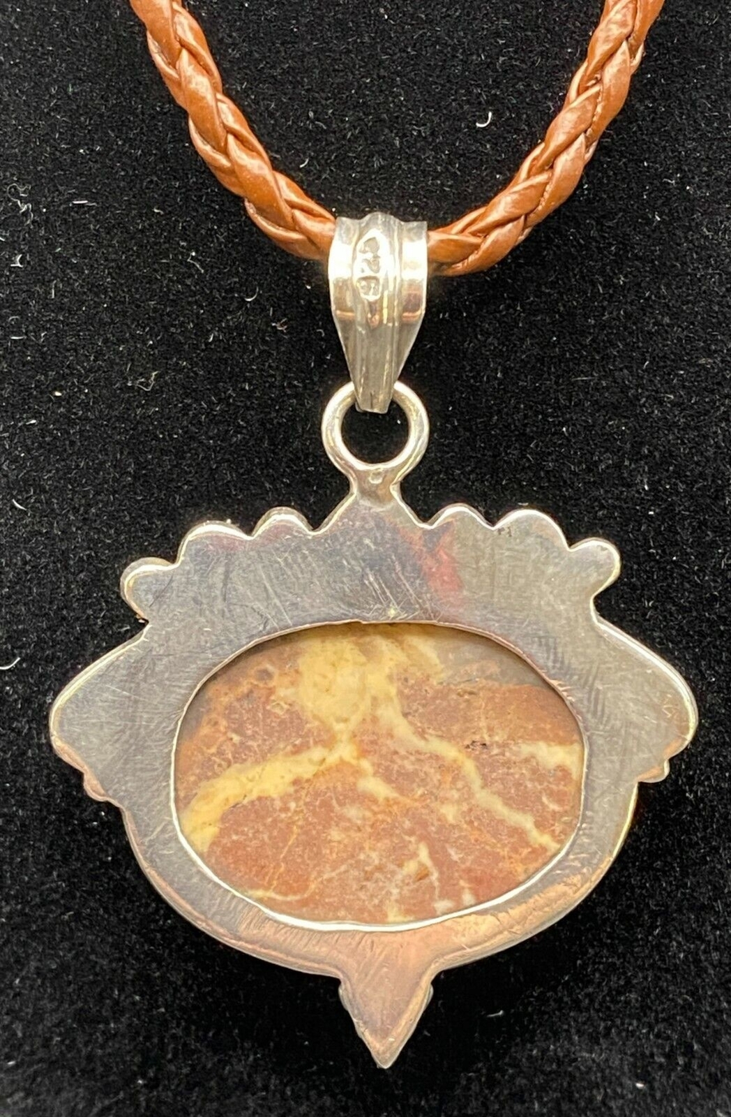 Brown Agate Sterling Silver Pendant Necklace
