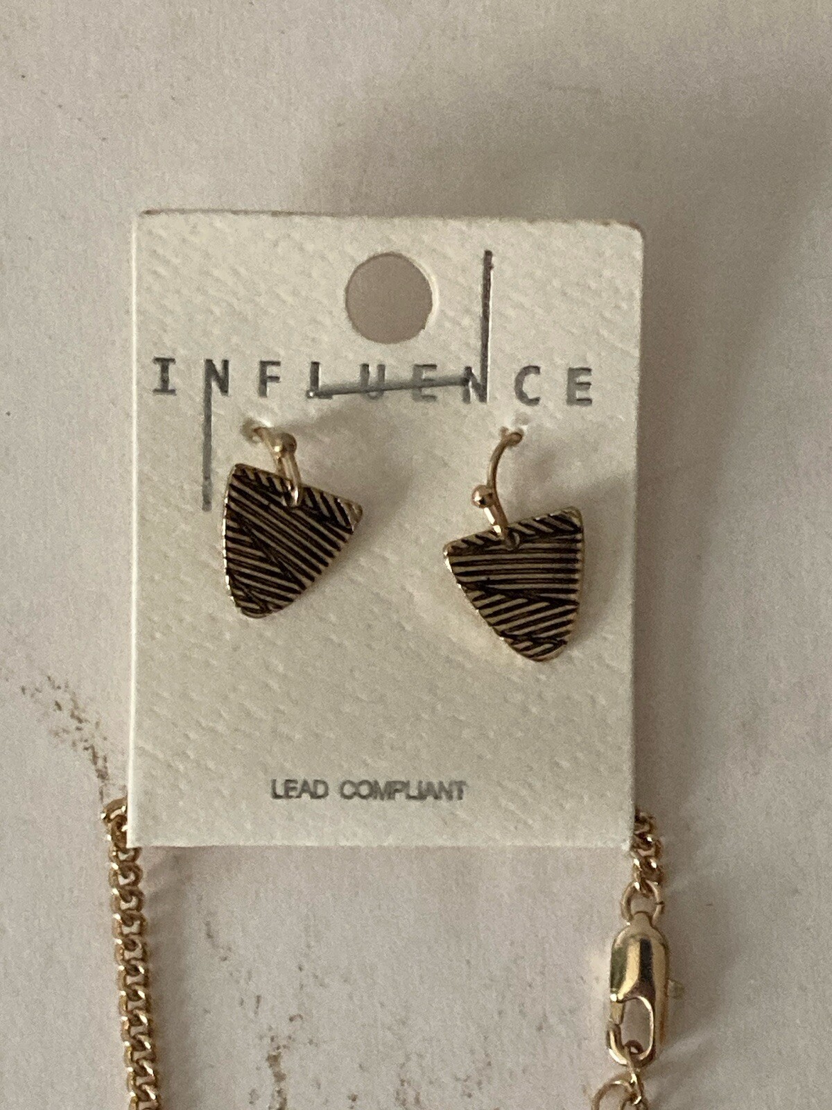 Art Deco Boho Gold Bronze Tone necklace And Earrings Influence Brand 18”