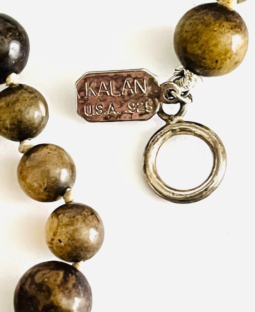 VTG Suzanne Kalan Sterling 925 USA Gemstone Unisex Beaded Pendant Necklace, 17″