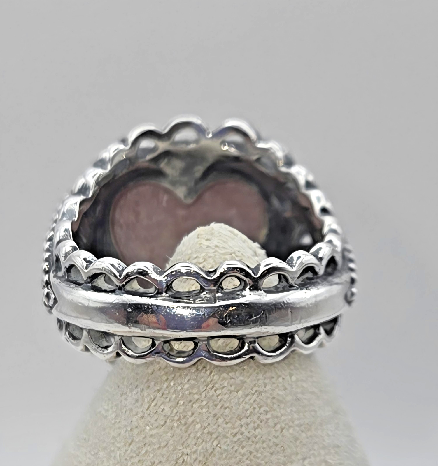 CAROLYN POLLACK SS PINK RHODONITE or RHODOCHROSITE HEART RING 7.25 GORGEOUS!