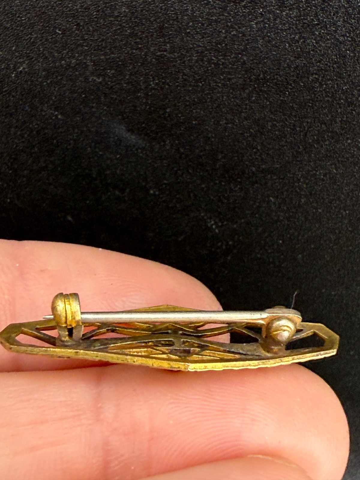 Vintage Gold Filled Filigree Brooch Rhinestone Purple