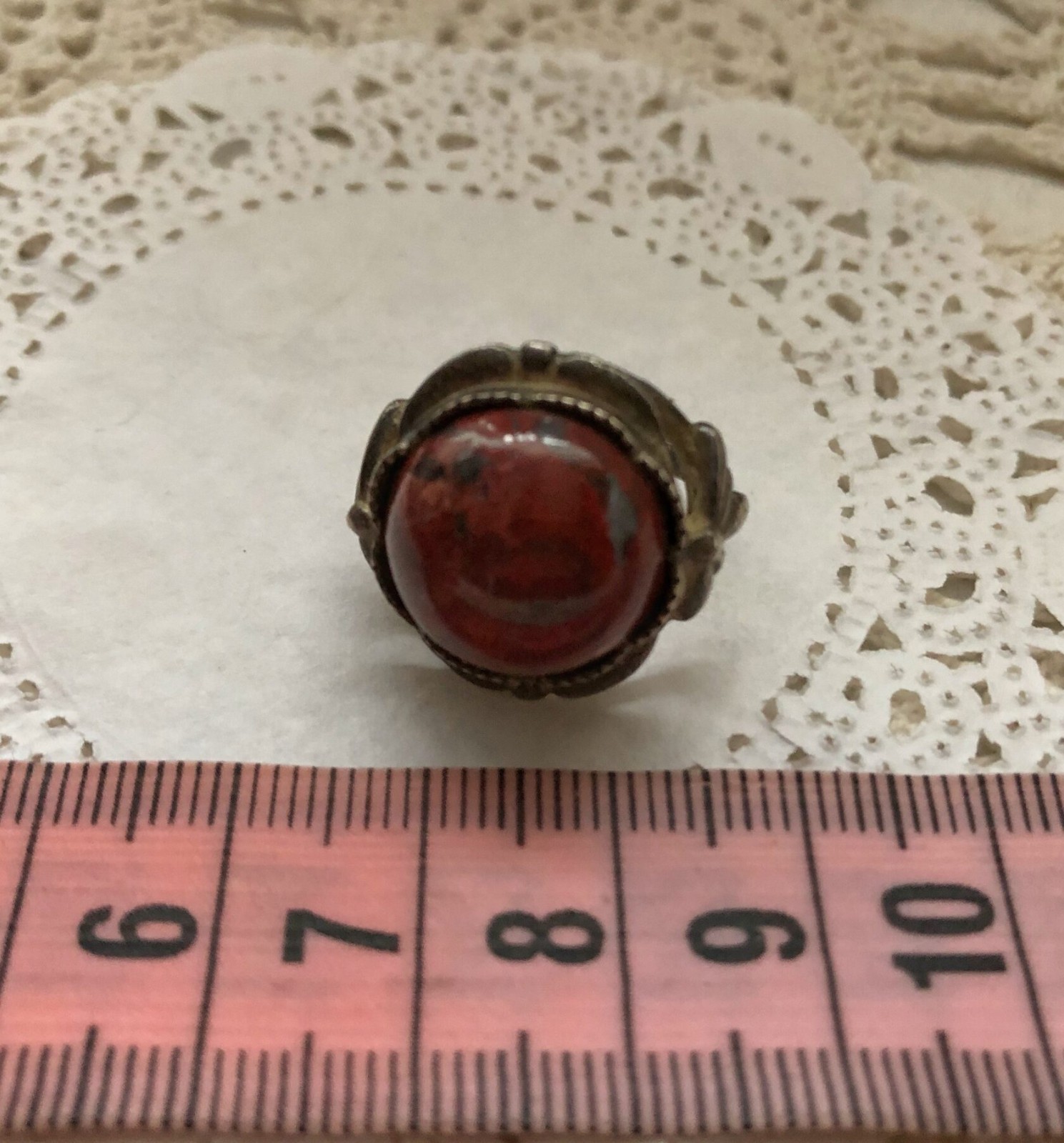 Nice Estate Jewelry Soviet Vintage Jasper Ring Sterling Silver 925 USSR Size 7