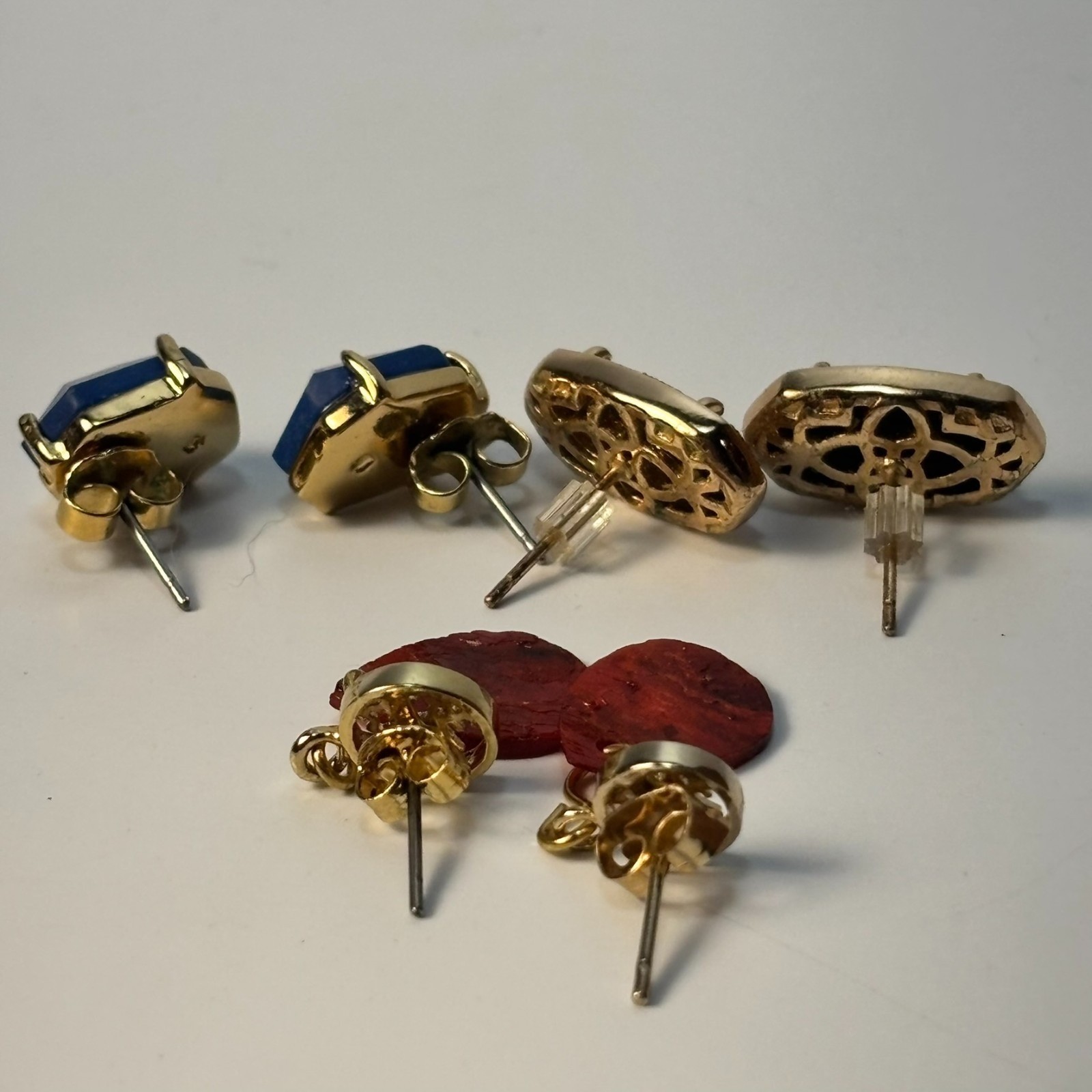 Earring Lot Boho Vintage Western Gold Tone Shell Acrylic