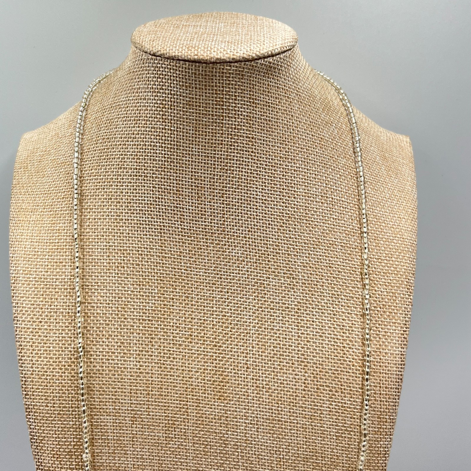 Vintage Earthy Seed Bead & Shell Chip Necklace Cream Amber Tone Boho Strand