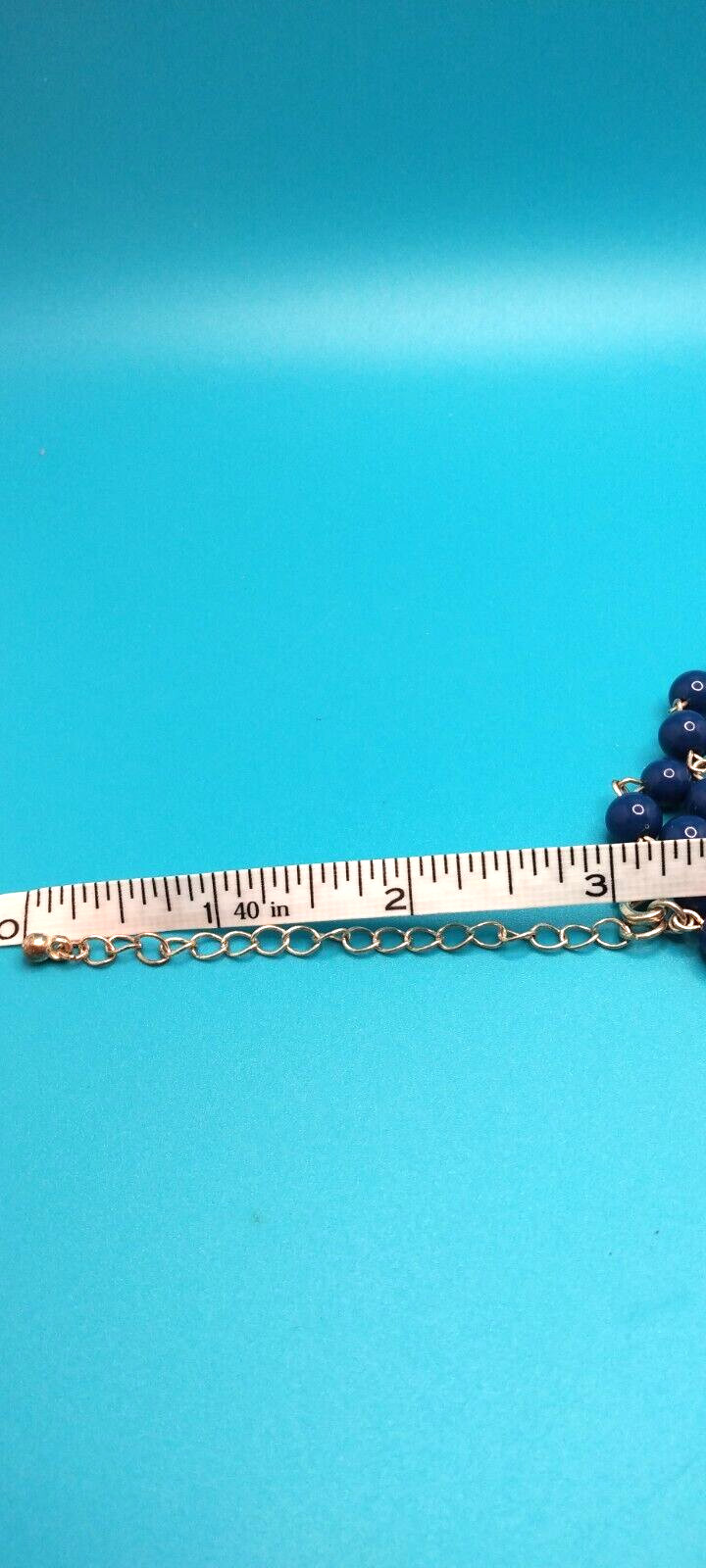 Vintage 14/16″ Dark Blue Beaded Necklace Double Stranded with 3″ Extender