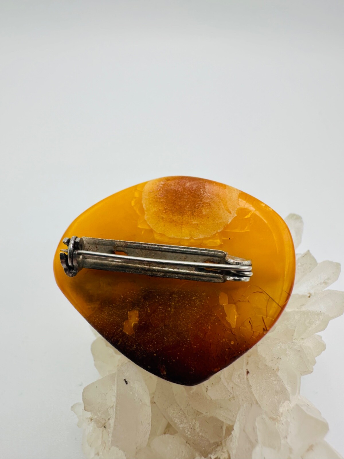 Vintage Baltic Amber Brooch Egg yolk USSR 1970s