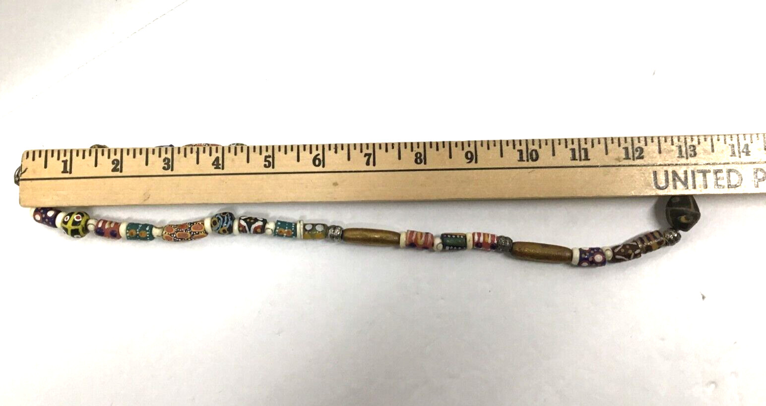 Ceramic Wood Hand Painted Vintage Boho Art 13 inch Necklace