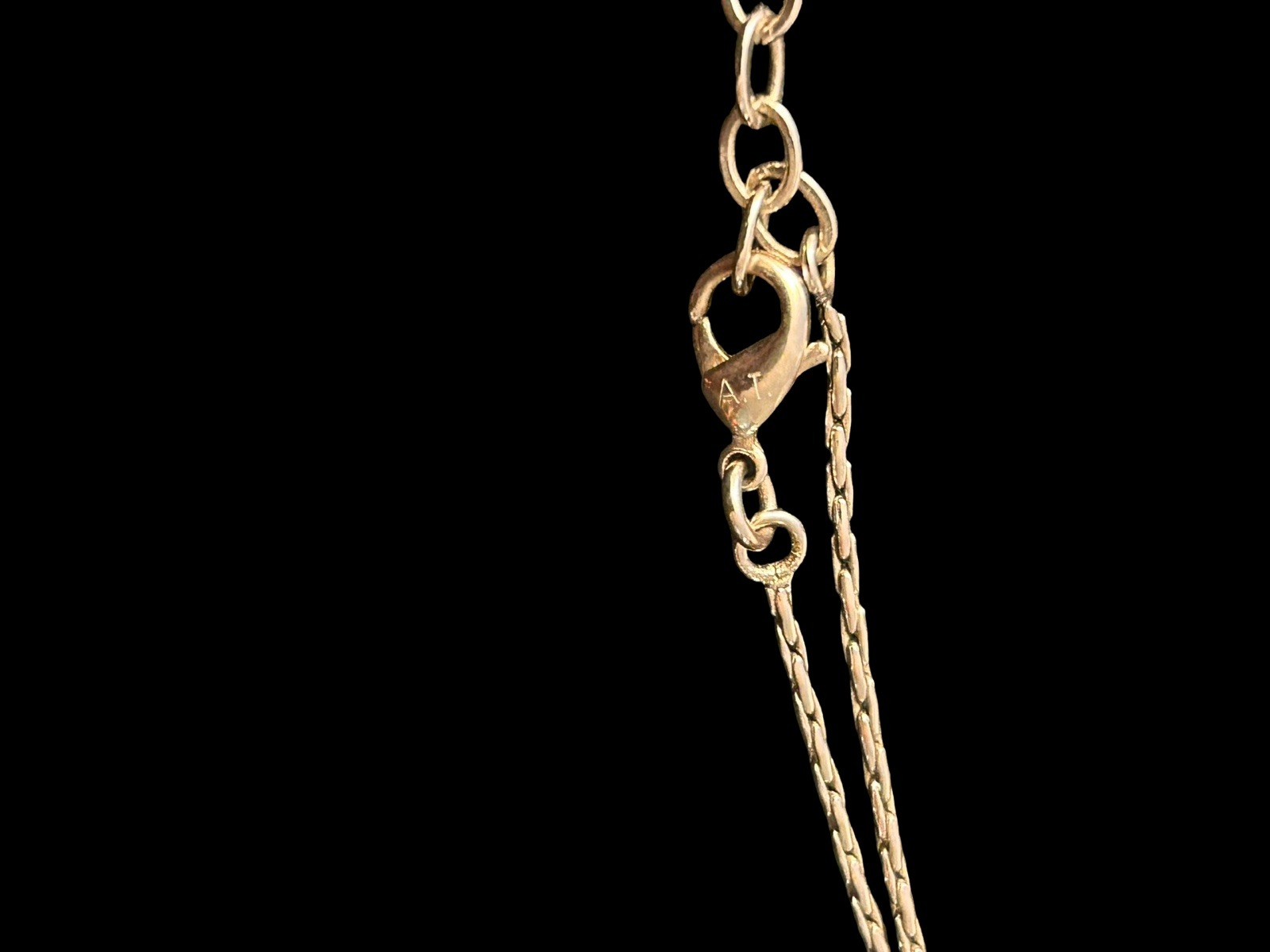 Vtg Onyx Geometric Bold Brutalist Pendant Statement Necklace Marked A.T. N.8