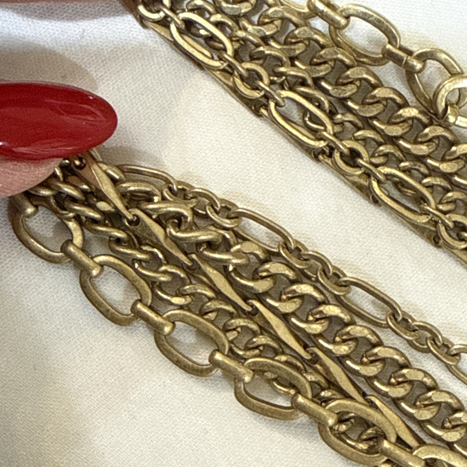 Vintage Signed Stella & Dot Brushed Gold-tone 5-Strand Necklace Chunky Statement