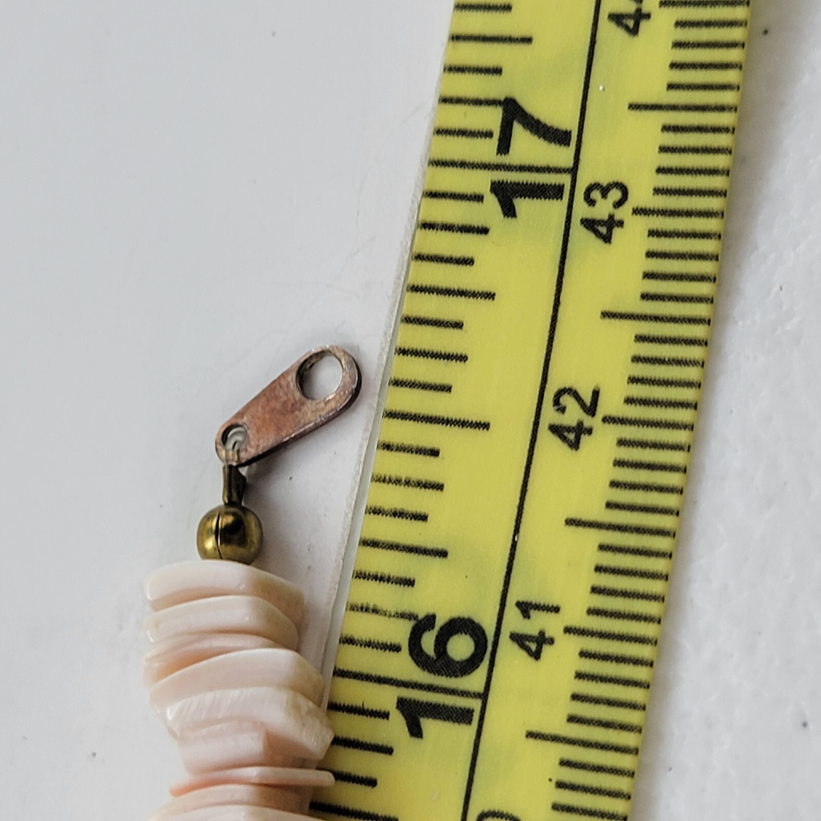 Vintage Puka Shell Necklace 16.5 in Pastel Pink Spring Ring Clasp