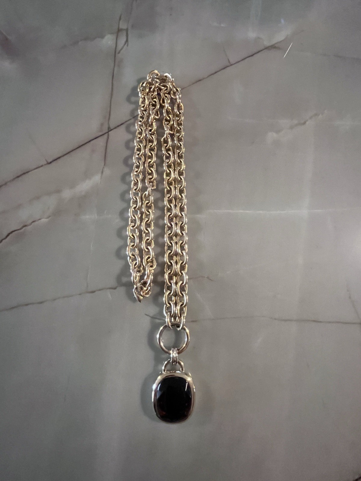 Joan Rivers Signature Pendant Necklace Large Amber Color Stone Cushion Cut