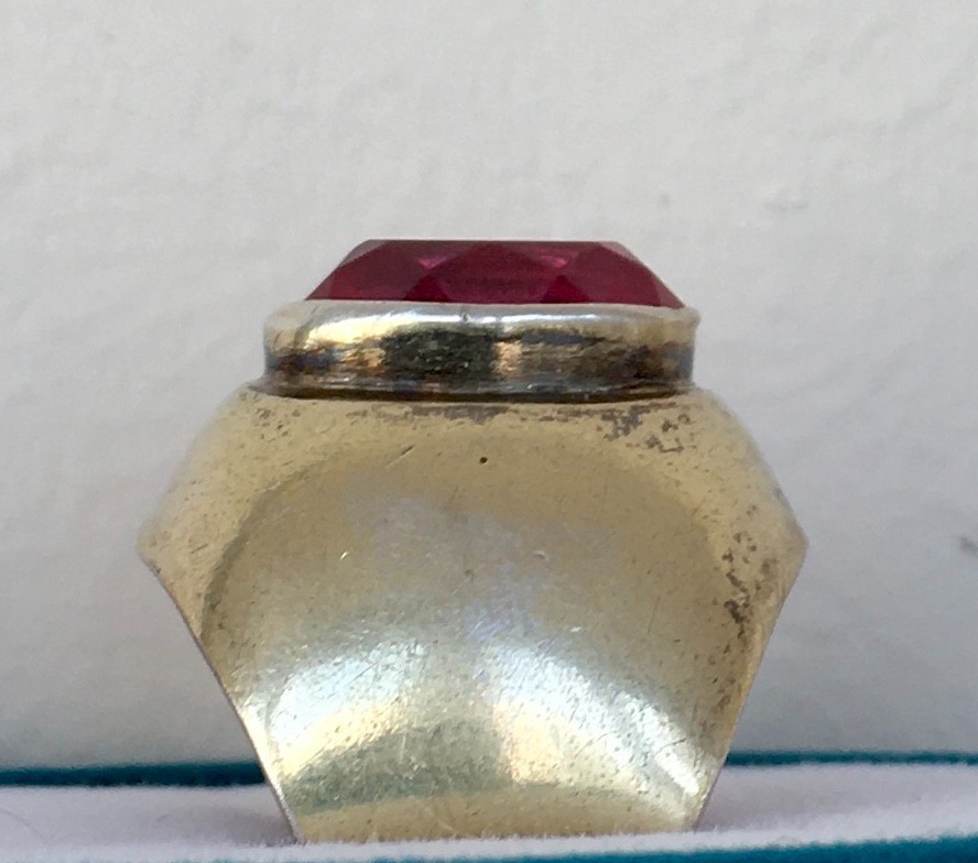 Ring № 16 Vintage Soviet Red Ruby Ring Silver Ring 875☆USSR Ring 7 size 6.95 gr
