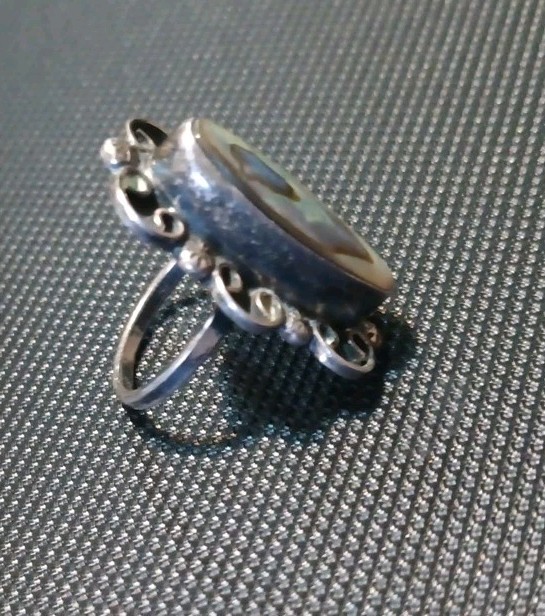 Vintage Abalone 925 Sterling Silver Ring Size 4.25″ Mexico