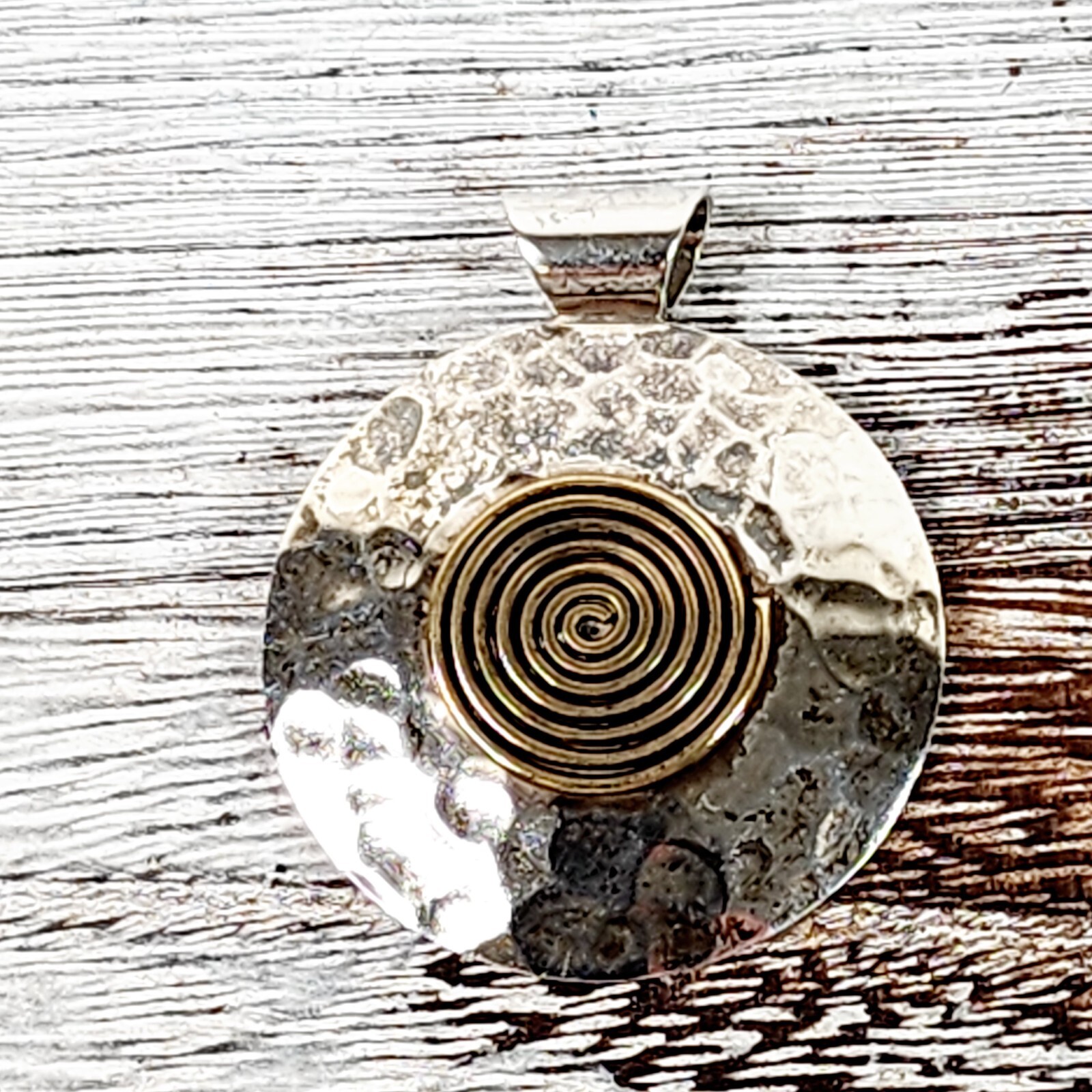 VINTAGE DOMINIQUE DINOUART TWO TONE STERLING SILVER 925 PENDANT SOUTHWEST RETRO