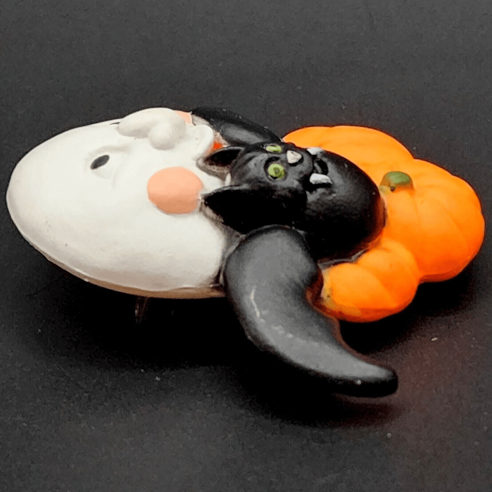 FUN WORLD Vintage Halloween Pin Full Moon Bats Pumpkin Brooch Costume Gift