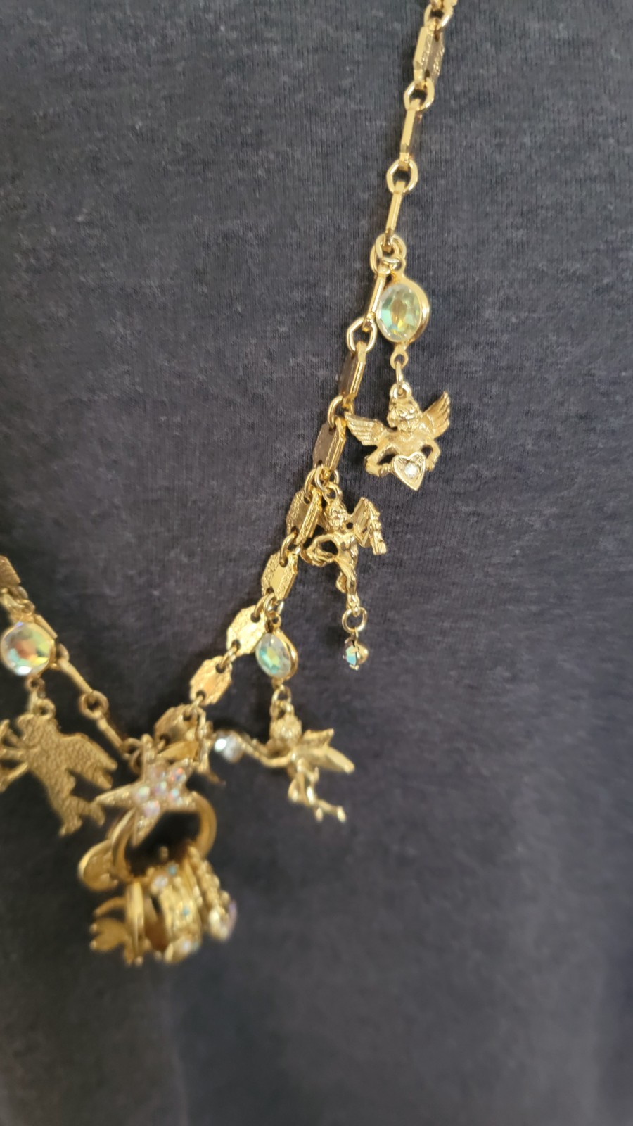 vintage Kirk Folly cupid secrets angels rings necklace 16″ long