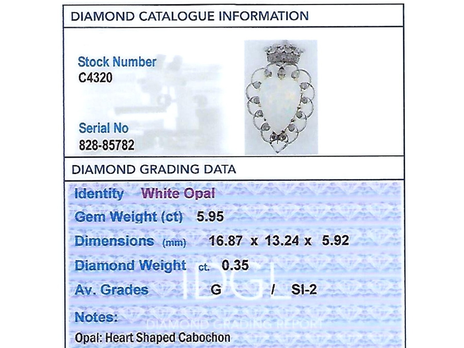5.95 ct Opal and 0.35 ct Diamond, Platinum Brooch – Antique Victorian