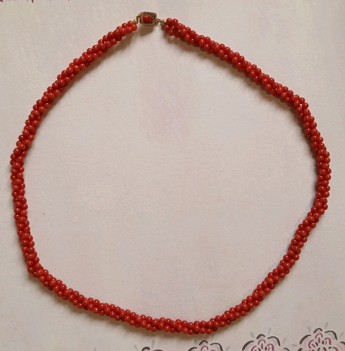 Ox Blood Red Mediterranean Coral Beaded Rope Necklace Vintage Victorian Replica