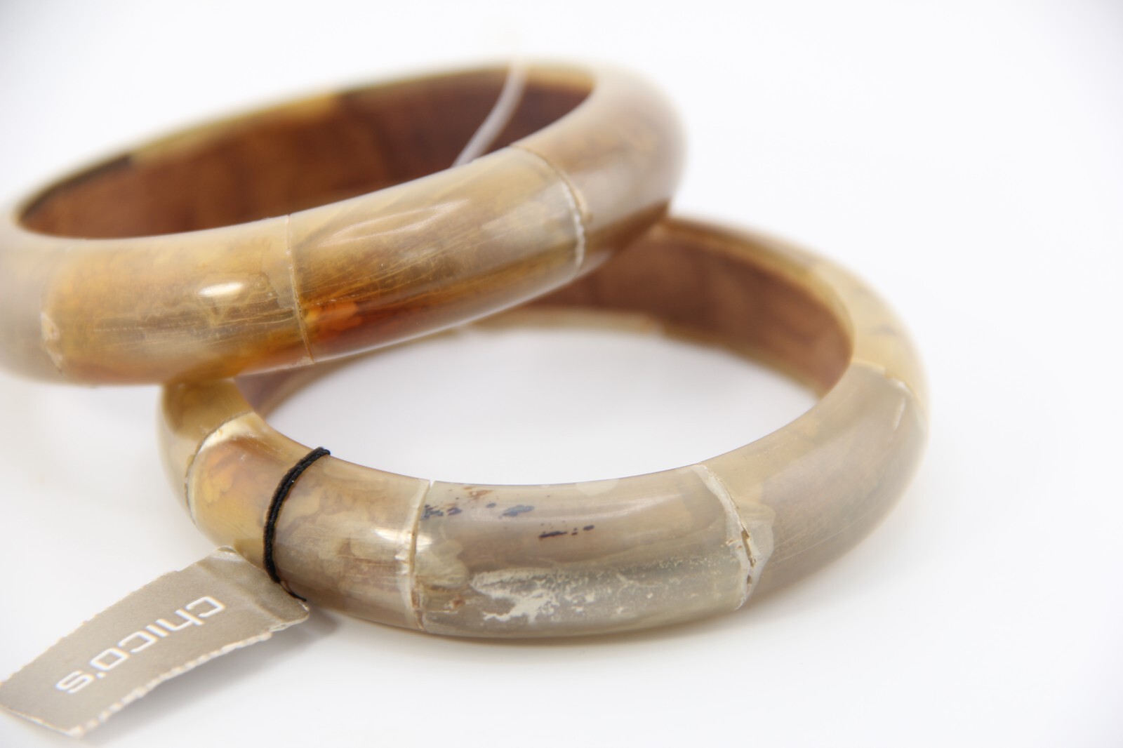 Chicos Bracelet Lucite/Acrylic and wood Bracelet-Set of Two, Earth Tone Colors