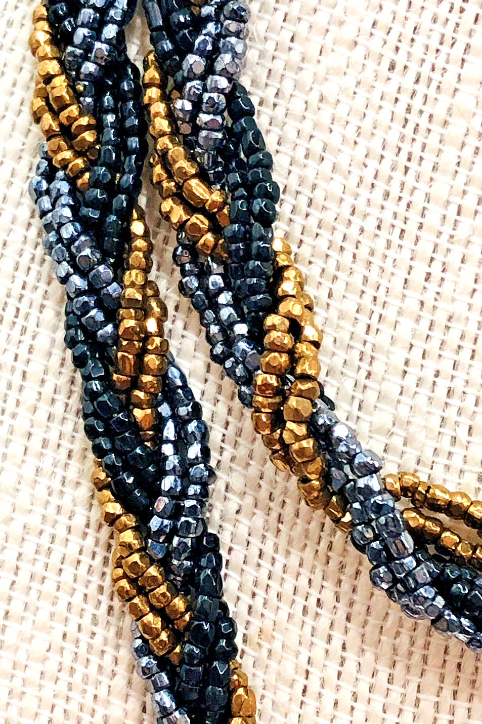Vintage JONNE House of Schrager Micro Bead Braided Necklace and Clip Earrings