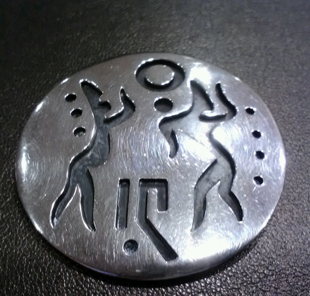 Los Castillo Abstract Dancers Brooch Taxco Mexico Sterling Silver Modernist Pin