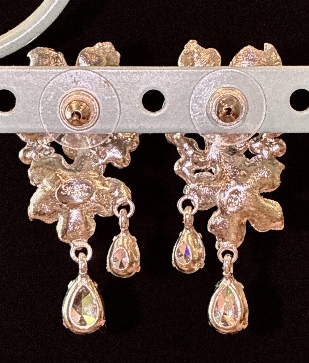 Amazing SIMAN TU Haute Couture Runway Floral Australian Crystal Earrings RARE ~