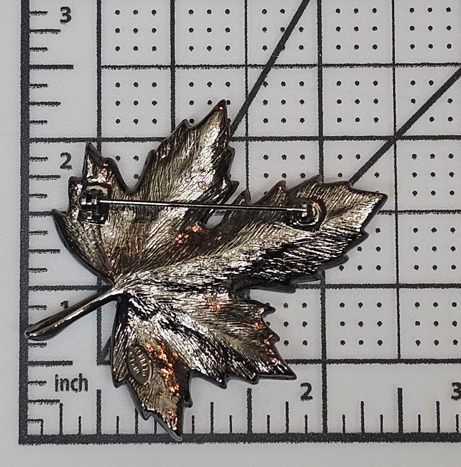 VTG KJL Kenneth Jay Lane Pink Ombre Gunmetal Gray Pave Maple Leaf Brooch Pin