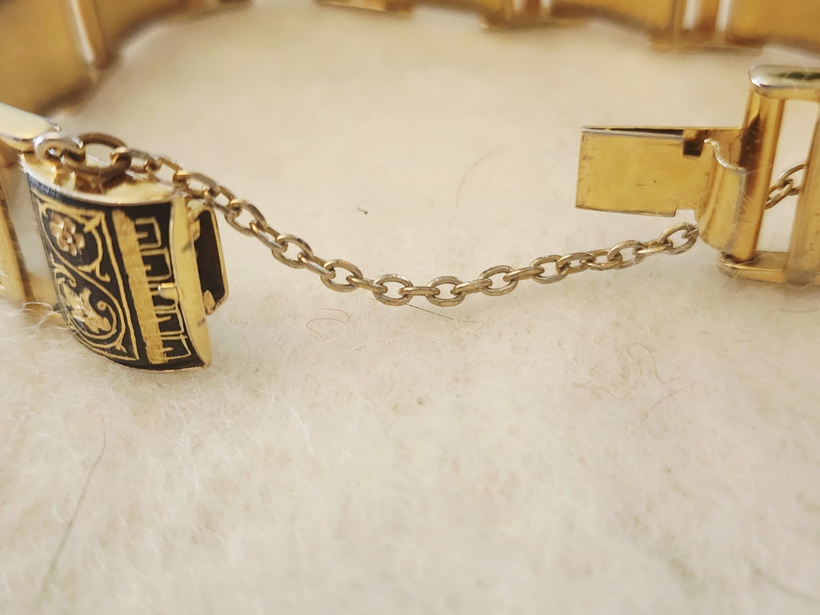 Vintage Damascene Bracelet, Earrings, Ring 7.5″ X 5/8″