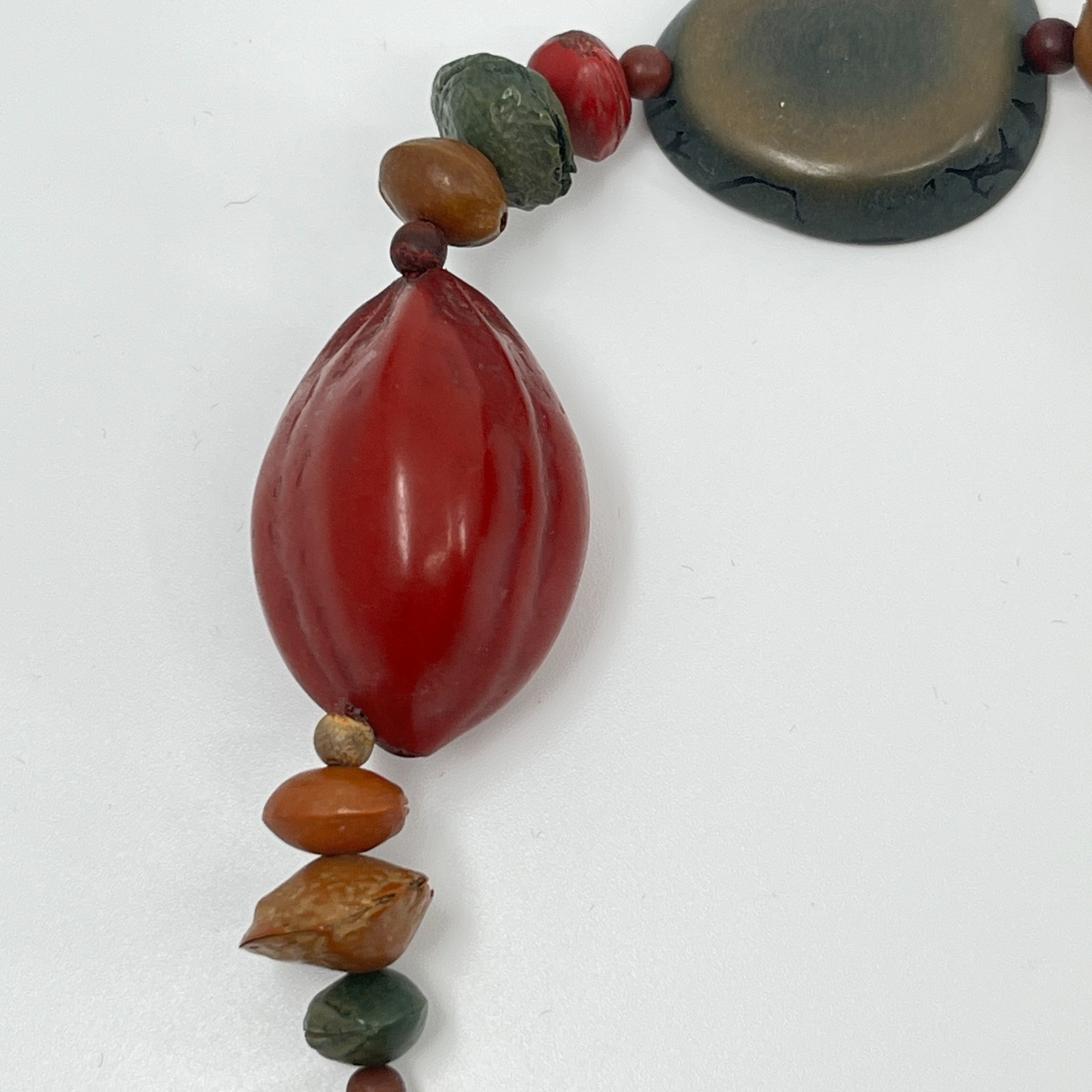 Large Tagua Nut Vegetable Ivory Necklace Boho Statement Earthy Organic Jewelry