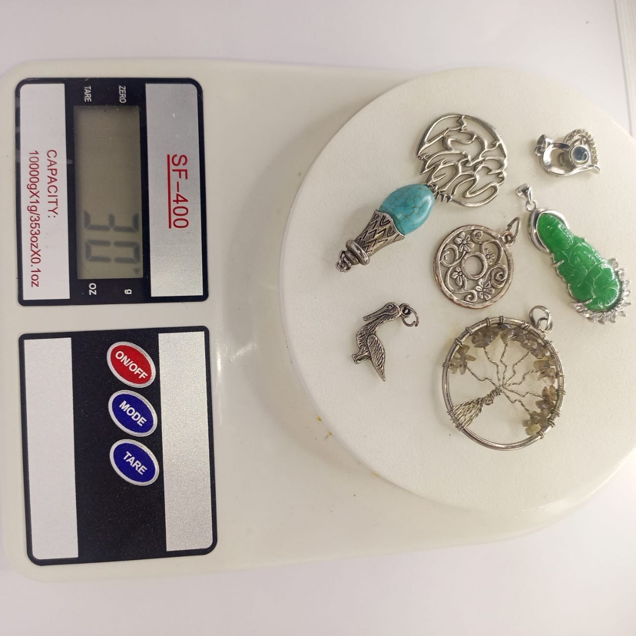**Mixed Vintage Pendant Lot with Turquoise, Jade & Tree of Life Charms**
