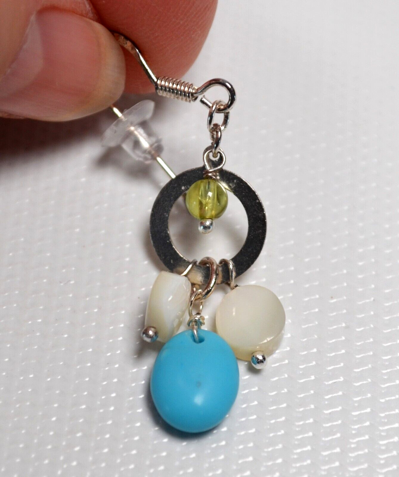 Silver Tone 925 Hook Dangle Pierced Earrings 1.78″