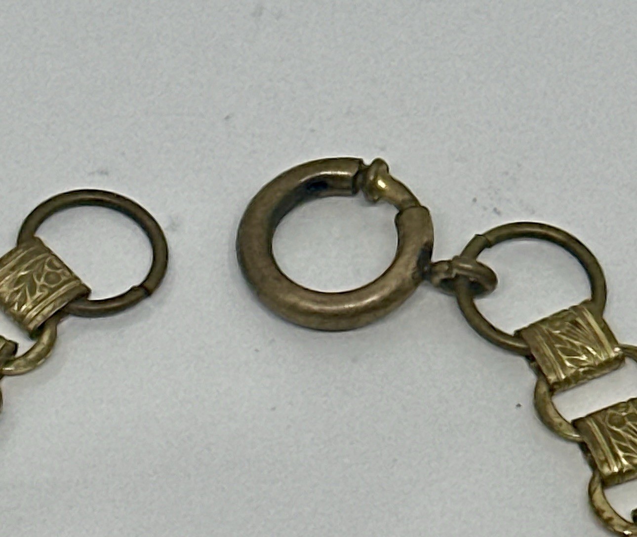Vintage Victorian Brass Leaf Charm Necklace and Bracelet Set Sliding Hook Clasp