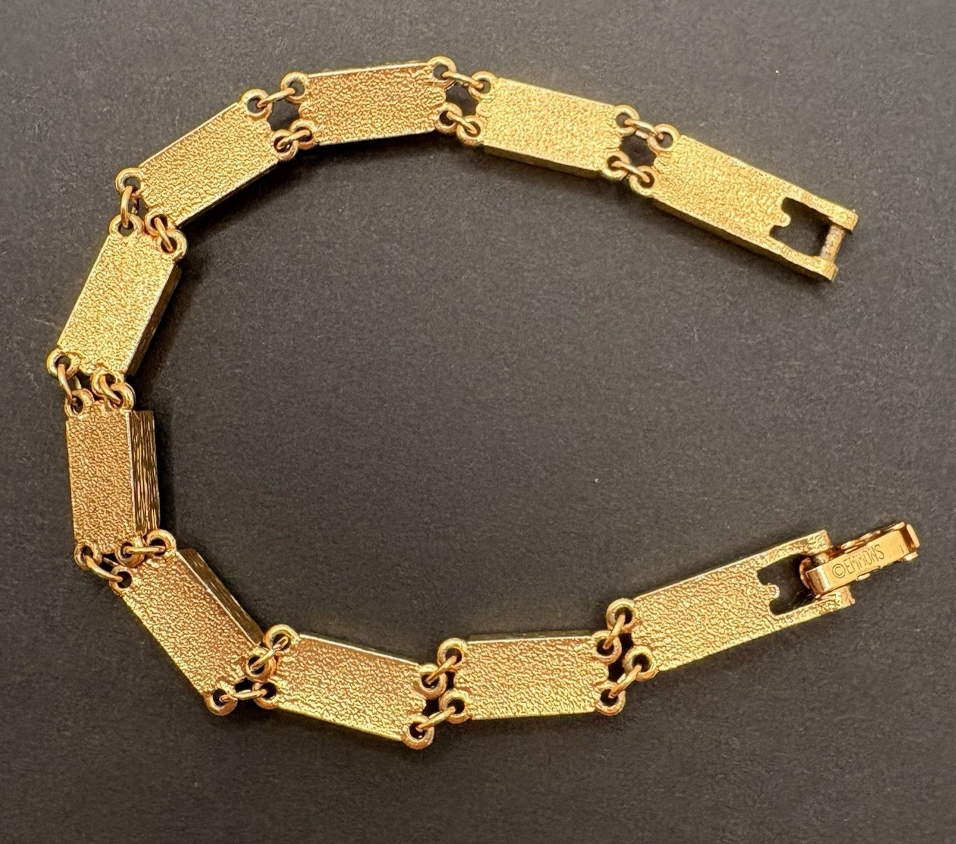 Vintage Emmons Faux Tortoise Shell Acrylic Lucite Bar Gold Tone Link Bracelet