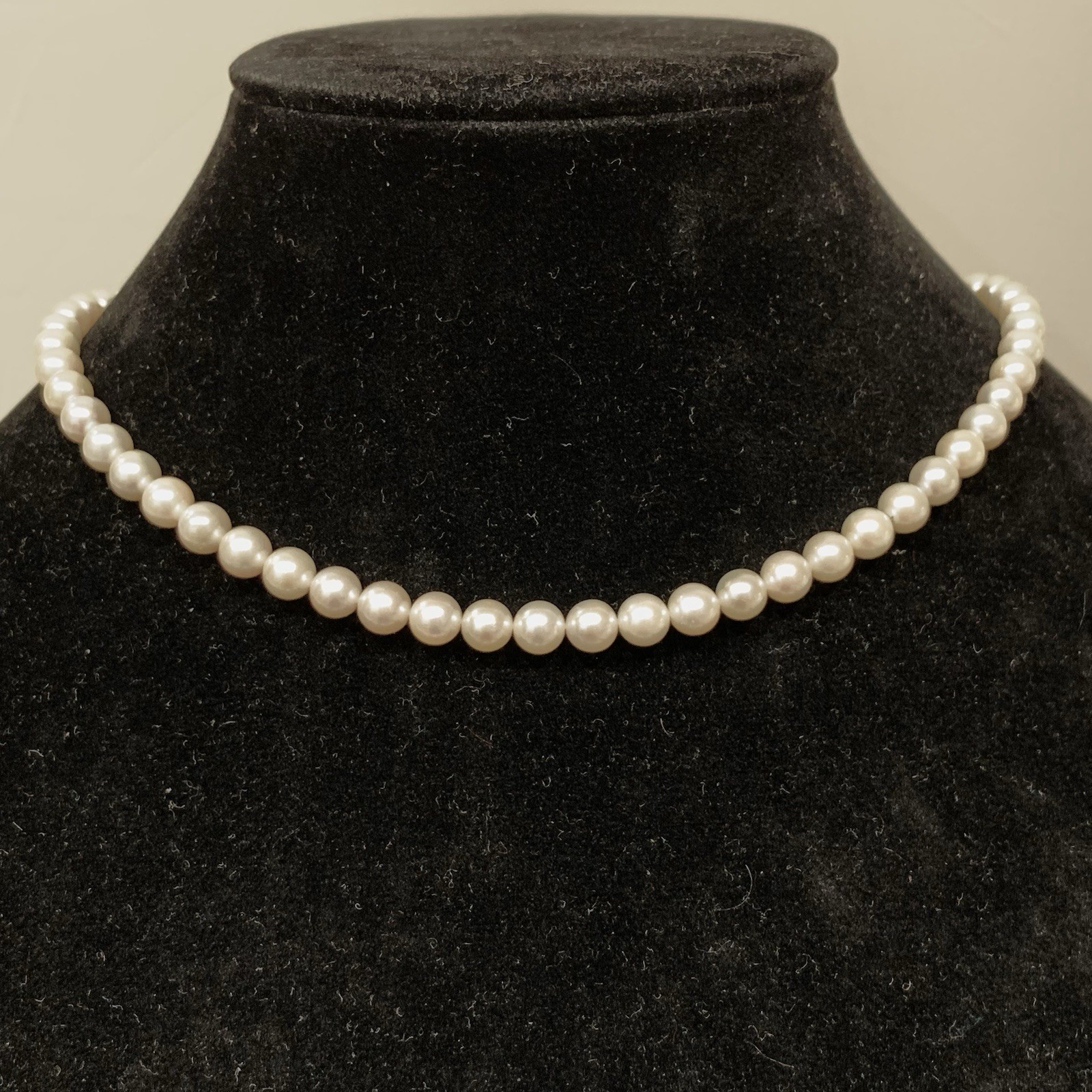 Hi Luster Akoya Pearl Necklace Strand Fuji Pearl OffWhite 7mm AAA+ SilverVTG 17”