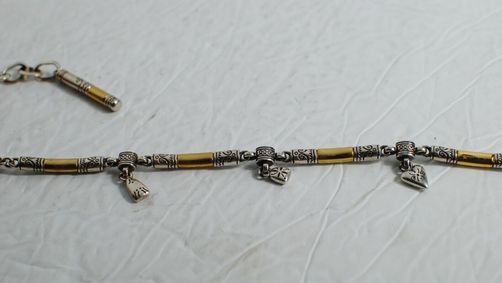 Retro Vintage Shiny Gold Tone Bar Link Chain with Small Charms Necklace 30”