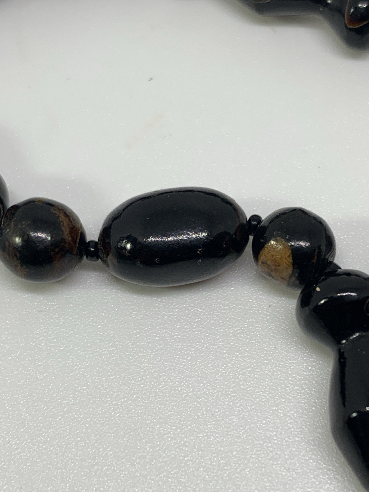 vintage genuine black coral round And elongated beads necklace