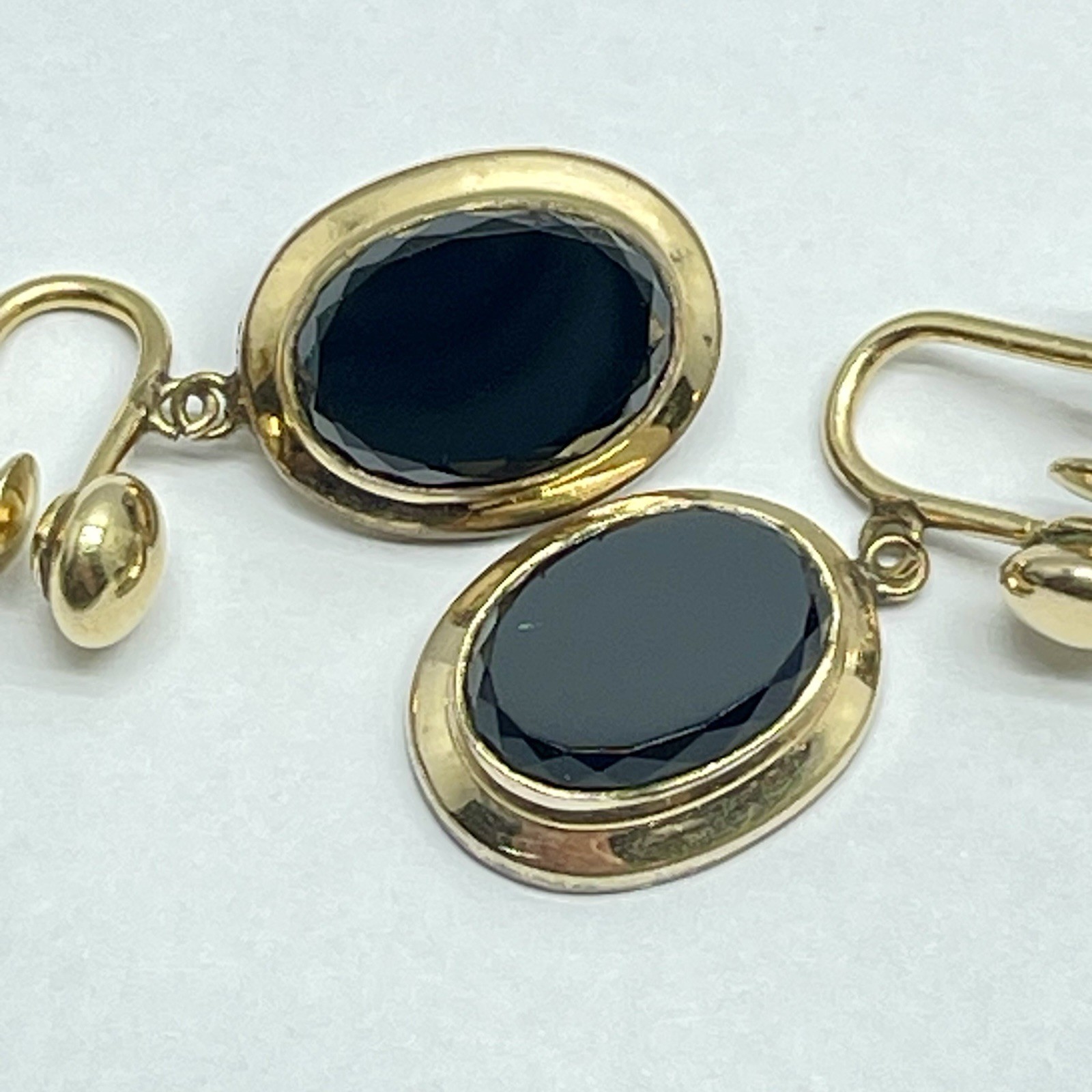 Vtg. CM 1/20 12KT GF Jewelry Set Necklace, Bracelet & Earrings Black Glass -MC