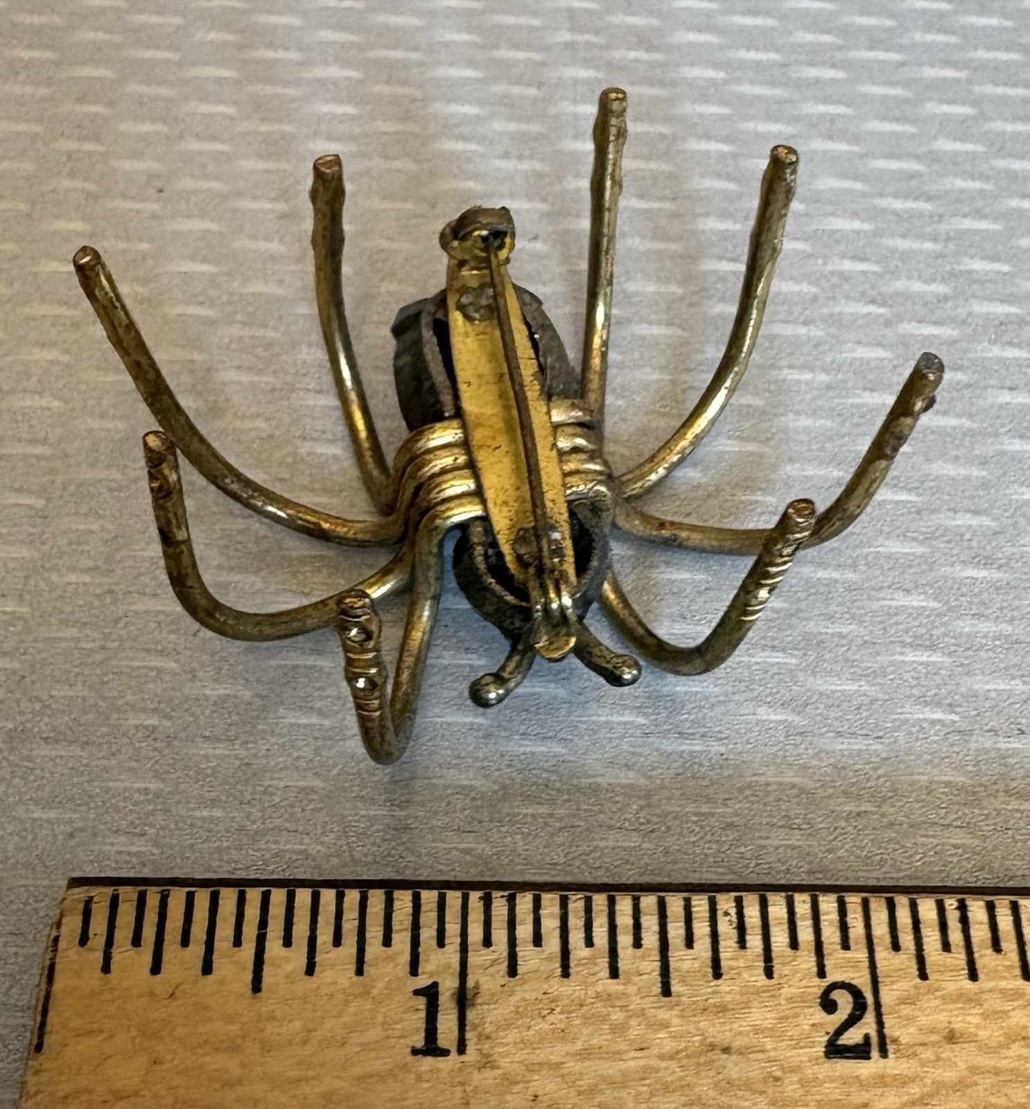 Art Deco Antique Spider Brooch Insect Bug Jewelry Red Plastic Rhinestones READ