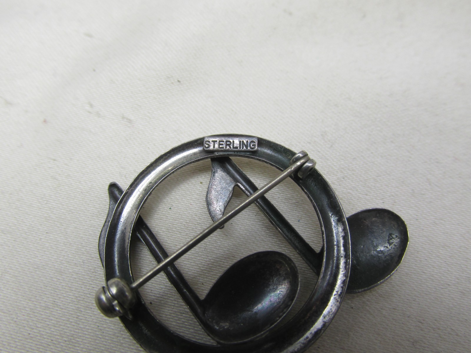 Vintage Sterling Silver Musical Notes Brooch 1.75″ #635