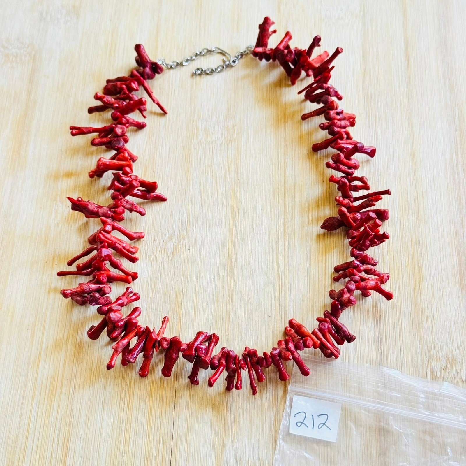 VTG Mediterranean Salmon Red Branch Coral Natural Necklace Genuine 19″ 48g Italy