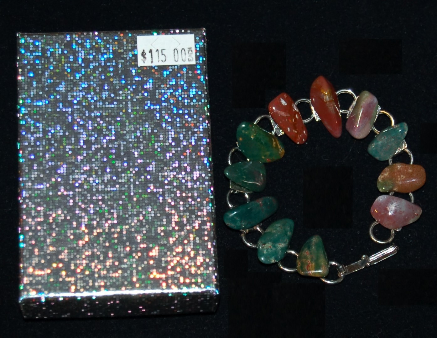 VINTAGE JEWELRY Bracelet Natural Stones Heliotrope Bloodstones RARE FIND!