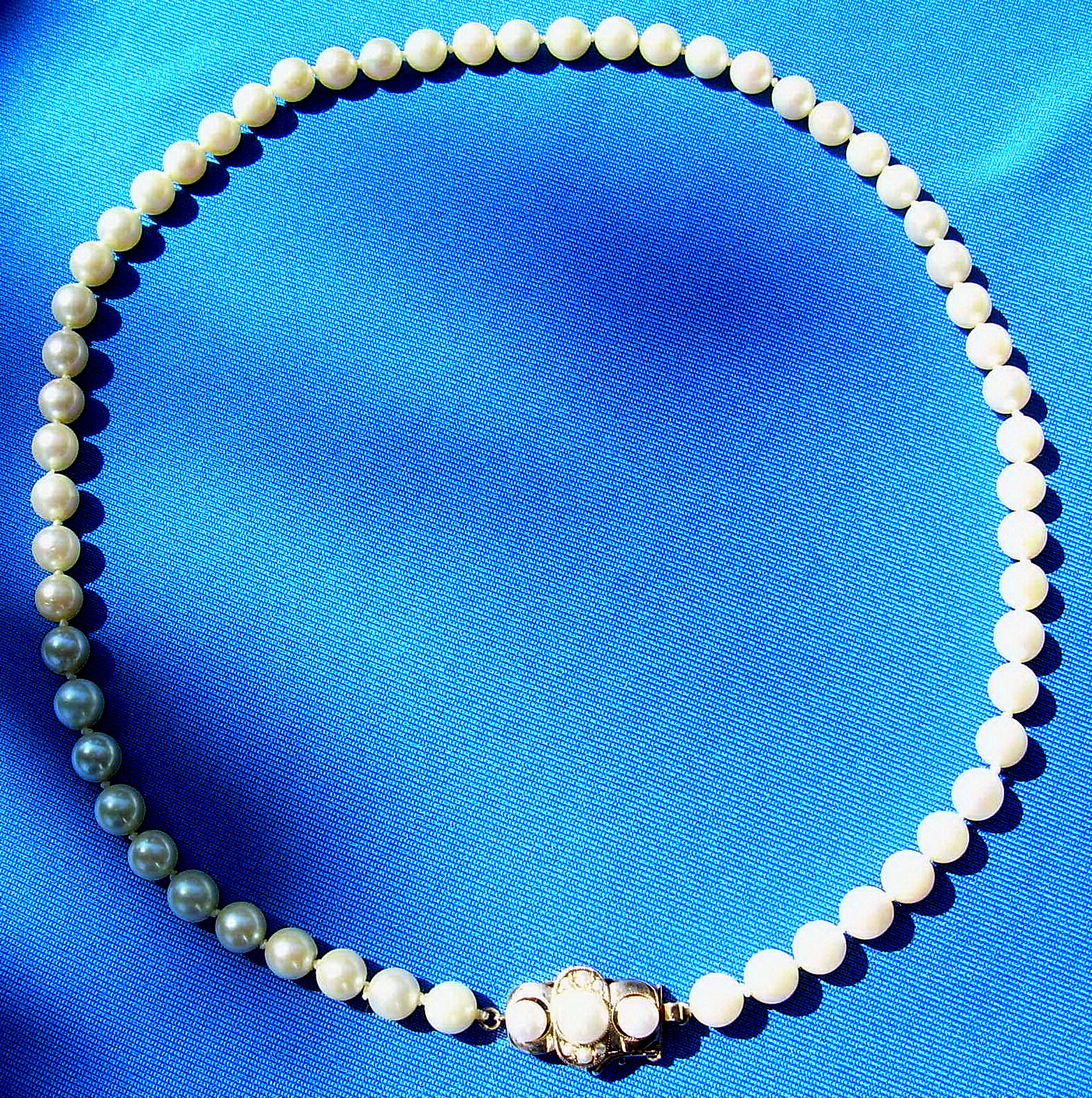 Original Vintage PEARL NECKLACE CHOKER Solid 14K GOLD Art Deco GATSBY ERA CLASP